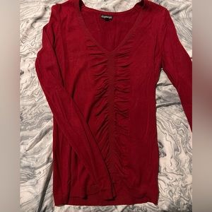 Red ruched sweater